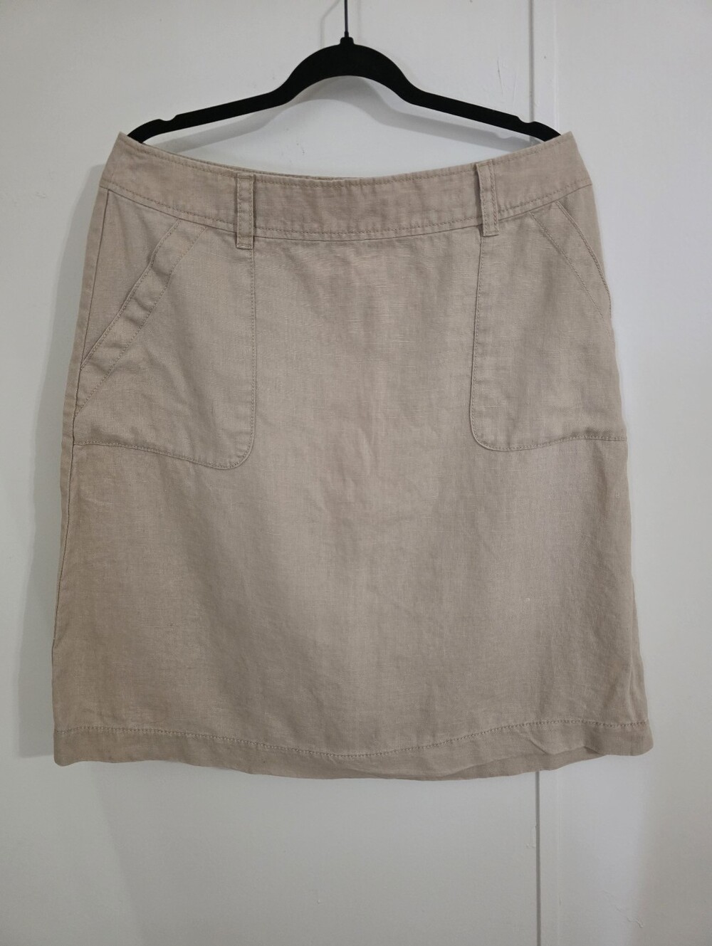 Lands' End Beige A-Line Midi Skirt